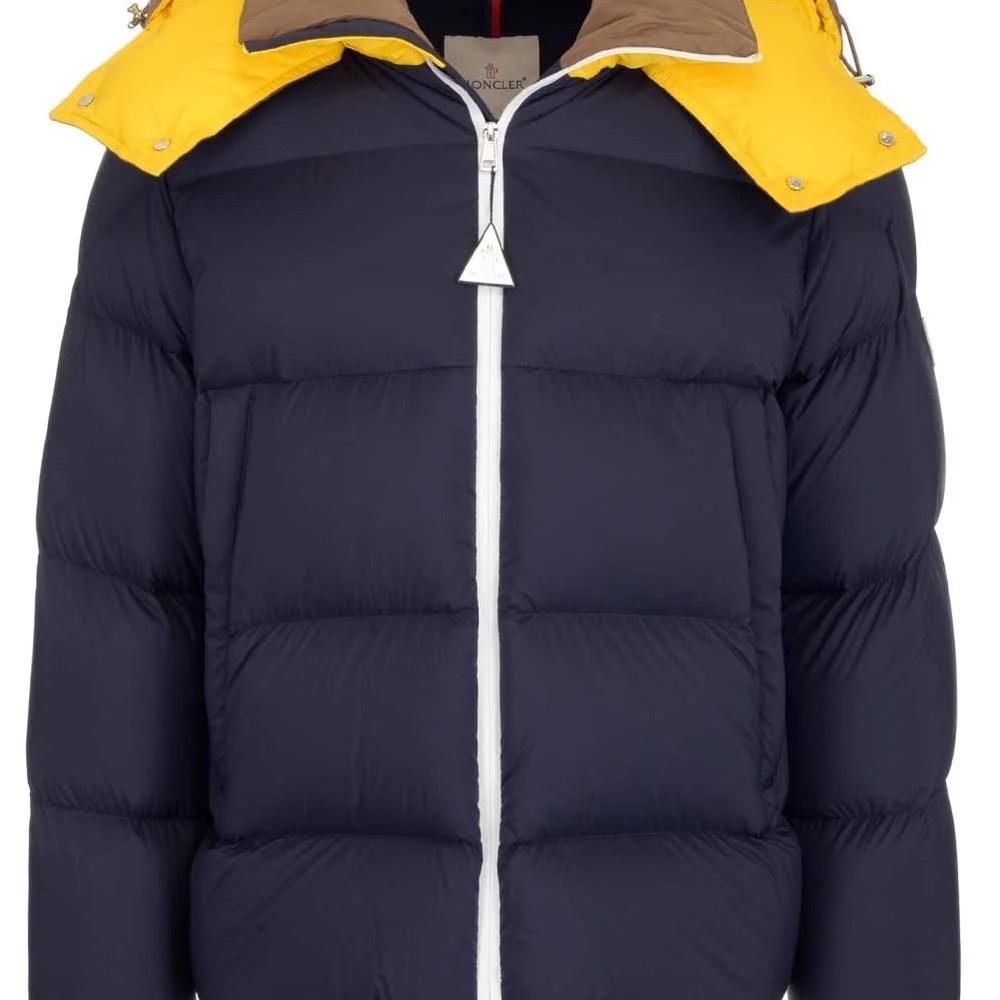 Moncler Men's Navy and Yellow Puffer Jacket